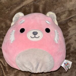 Flip-a-mallow by Squishmallow 8 inch pink red panda and gray leopard plush